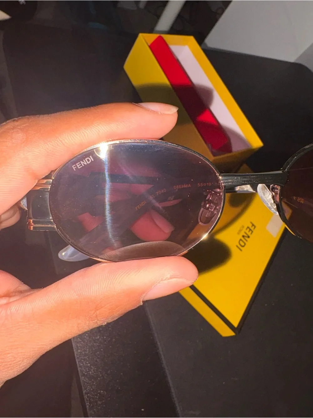 Fendi Silver Metal Oval Sunglasses with Smoke Lenses